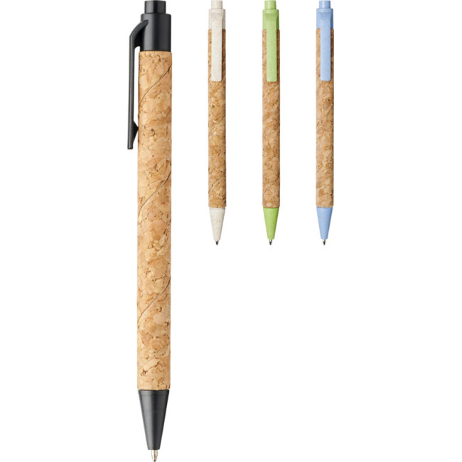 Custom Printed Midar Cork And Wheat Straw Ballpoint Pen - Image 1