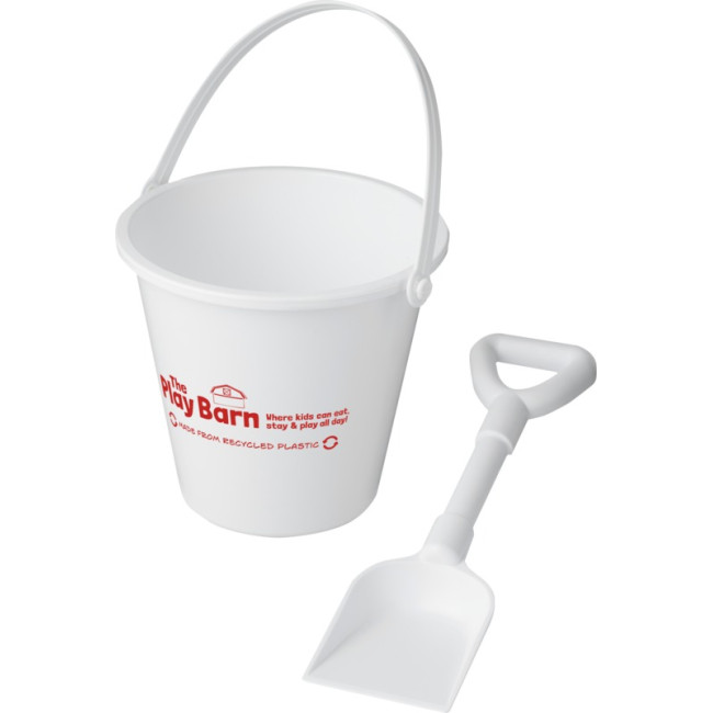 Custom Printed Tides Recycled Beach Bucket And Spade - Image 1