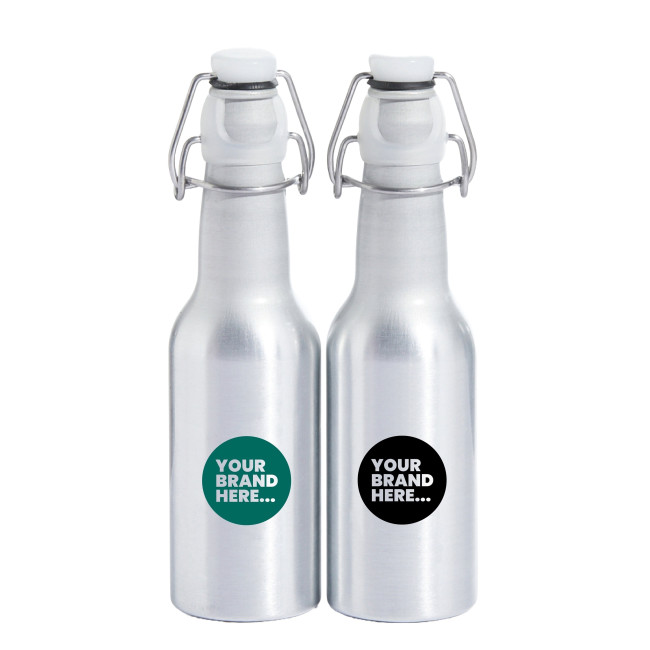 Branded Aluminium Drinks Bottle Silver 350ml