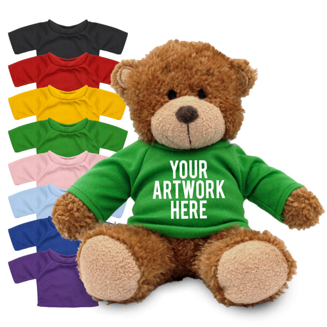 Custom Printed Anne Soft Toy Teddy Bear In Colour Tee 17cm