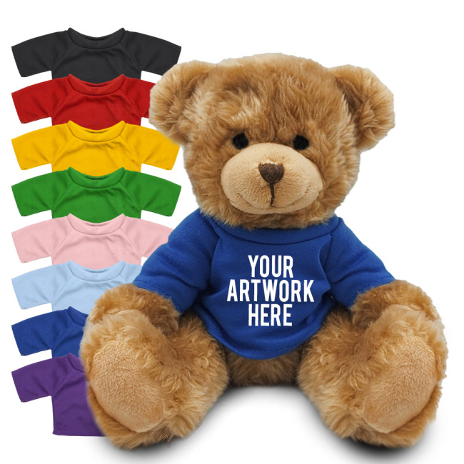 Custom Printed Charles Jointed Soft Toy Teddy Bear In Colour Tee