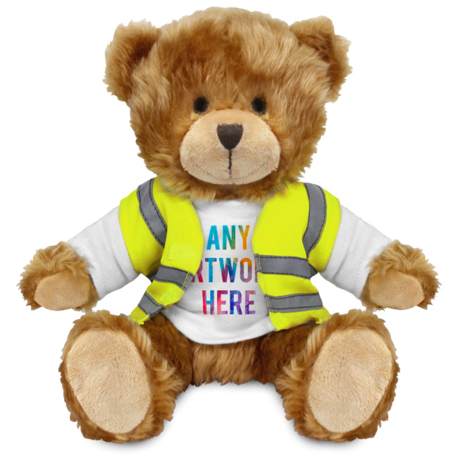 Branded Charles Jointed Soft Toy Teddy Bear In Hi Vis Jacket