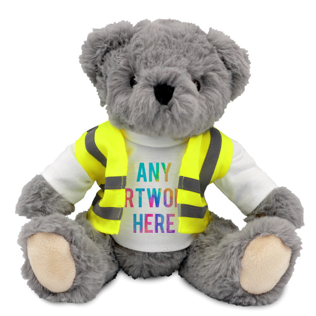 Branded Archie Jointed Soft Toy Teddy Bear In Hi Vis Jacket