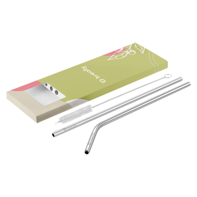 Custom Printed Reusable Metal Straw In Custom Packaging