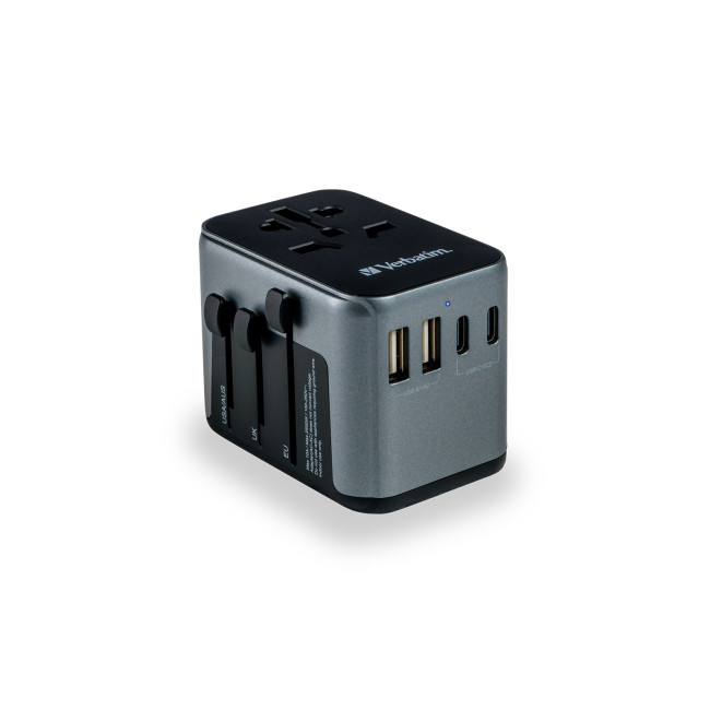 Branded Verbatim 4-Port USB-C Universal Travel Adapter