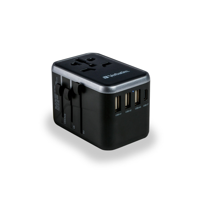 Branded Verbatim 4-Port Pro Universal Travel Adapter