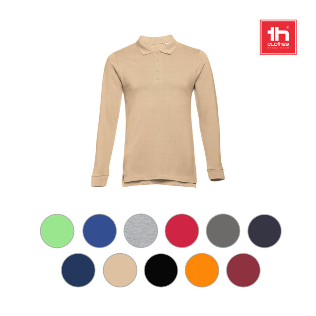 Custom Printed Bern 3XL Men's Long Sleeve Polo Shirt