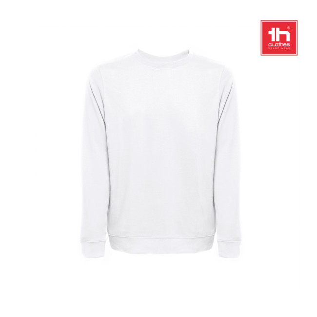 Custom Printed Colombo Unisex Sweatshirt In Italian With Ribbed Collar White