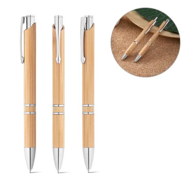 Branded Beta Bamboo Ballpen With Blue Ink