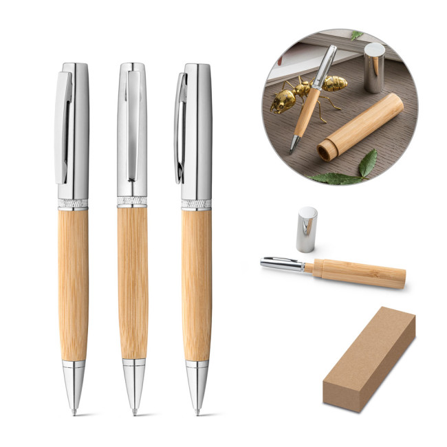 Branded Fuji Bamboo & Metal Ballpen With ABS Case