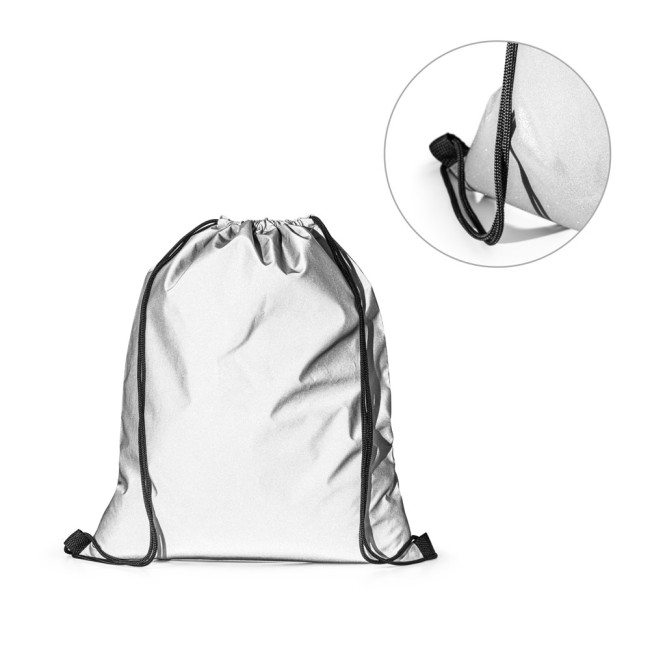 Custom Printed Syros Polyester Reflective Drawstring Bag 200 g/m²