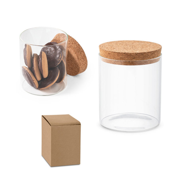 Custom Printed Borosilicate Glass Container With Bamboo Lid 700ml