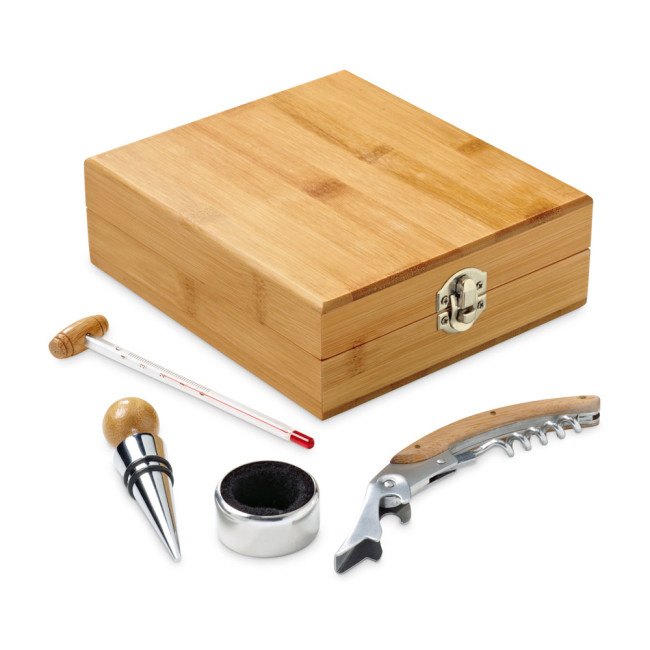 Branded Cabernet Bamboo Wine Set