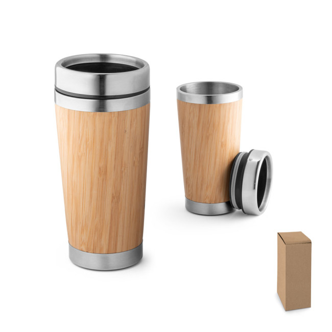 Branded Pietro Bamboo & Stainless Steel Travel Cup 500ml