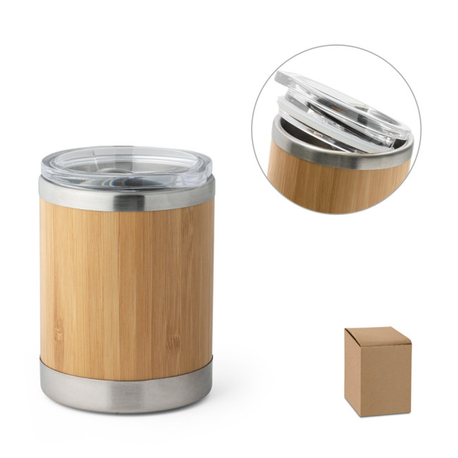 Branded Lycka Bamboo & Stainless Steel Travel Cup 350ml