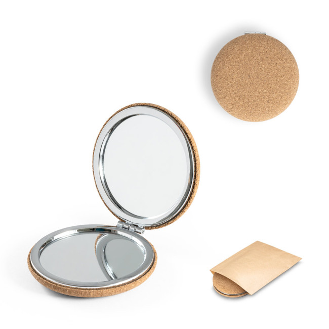 Branded Tilbury Folding Cosmetic Mirror In Cork