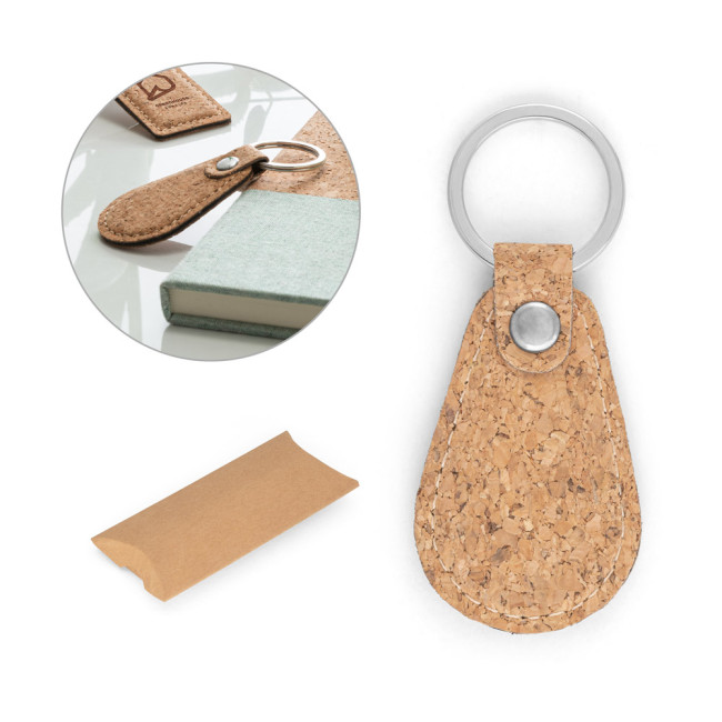 Custom Printed Natural Cork Keyring