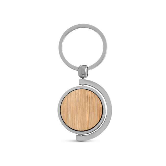 Branded Circular Bamboo Keyring