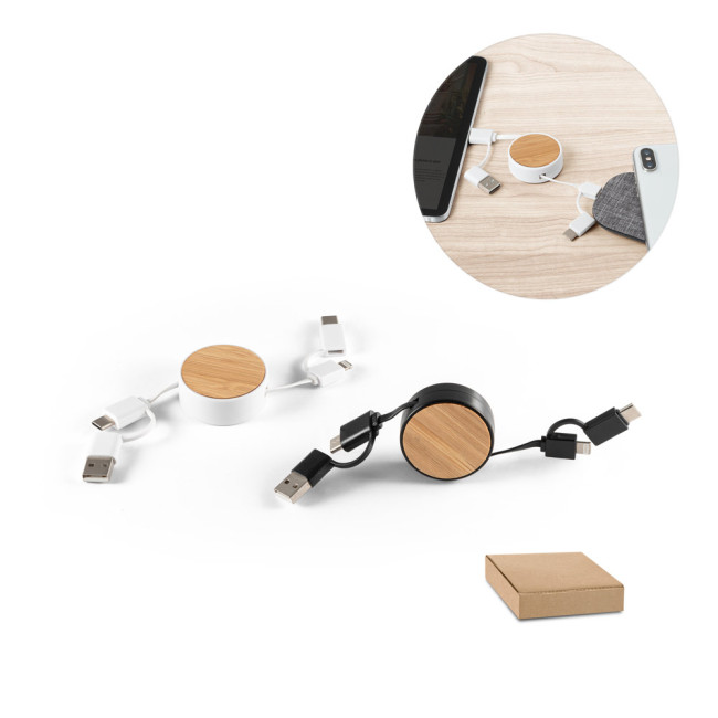 Branded ABS & Bamboo 5-in-1 Retractable Handle