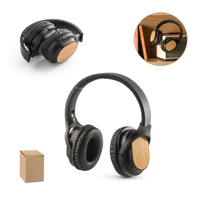 Branded Bamboo & ABS Wireless Headphones