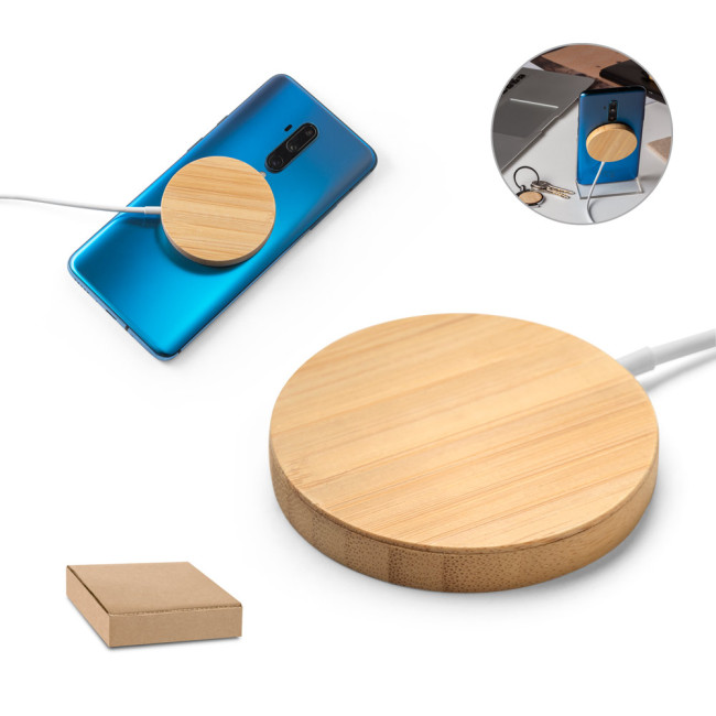 Branded Bamboo Wireless Magnetic Charger