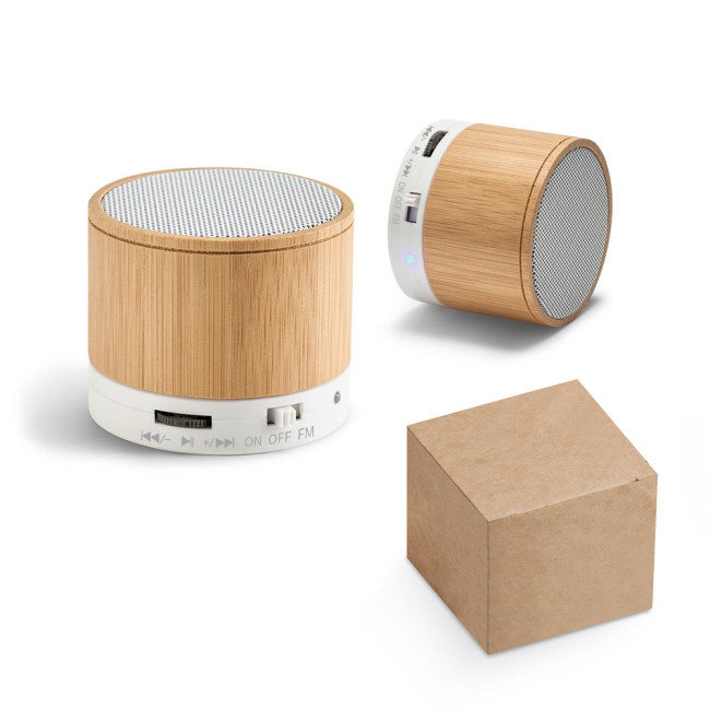 Branded Bamboo Portable Speaker With Microphone