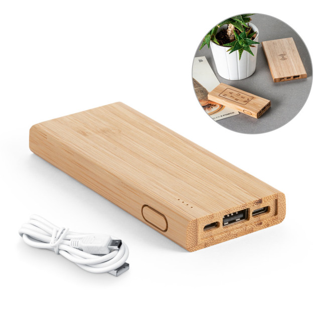 Branded Portable Bamboo Battery 5.000mAh