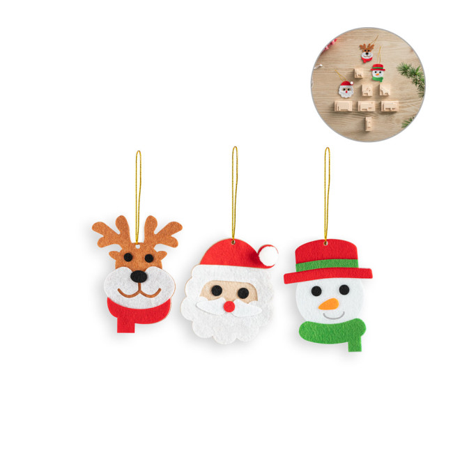 Custom Printed Set Of 3 Felt Christmas Ornaments