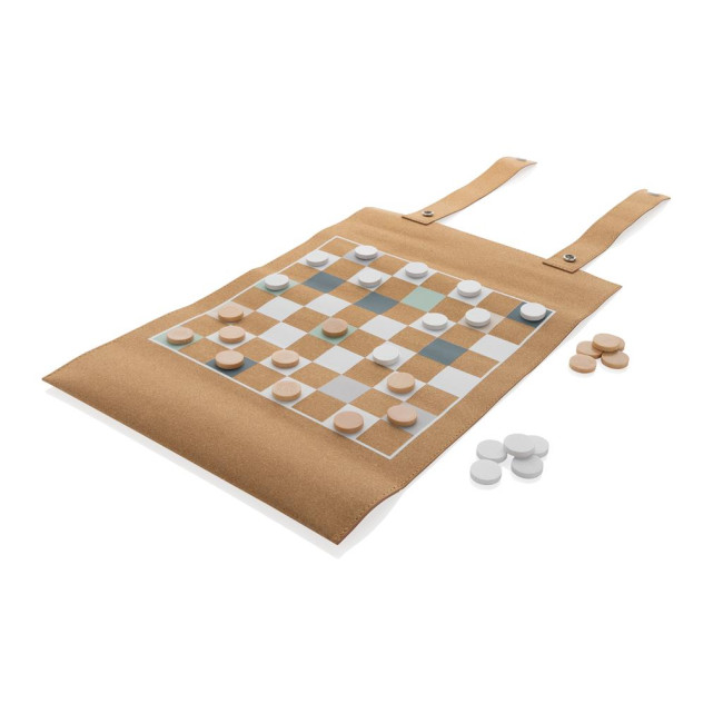 Custom Printed Britton Cork Foldable Backgammon And Checkers Game Set - Image 1