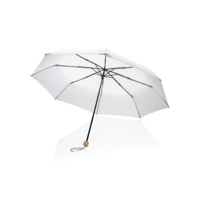 Custom Printed Impact Aware Rpet Pongee Bamboo Mini Umbrella 20.5" - Image 3