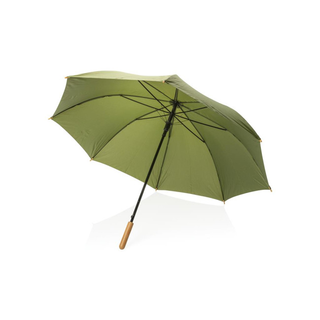 Custom Printed Impact Aware Rpet Auto Open Bamboo Umbrella 27" - Image 1