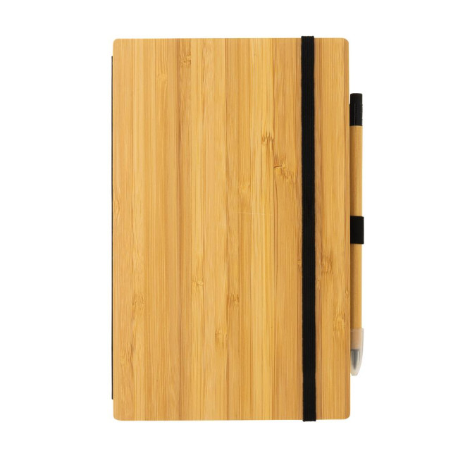 Branded Bamboo Notebook And Infinity Pencil Set