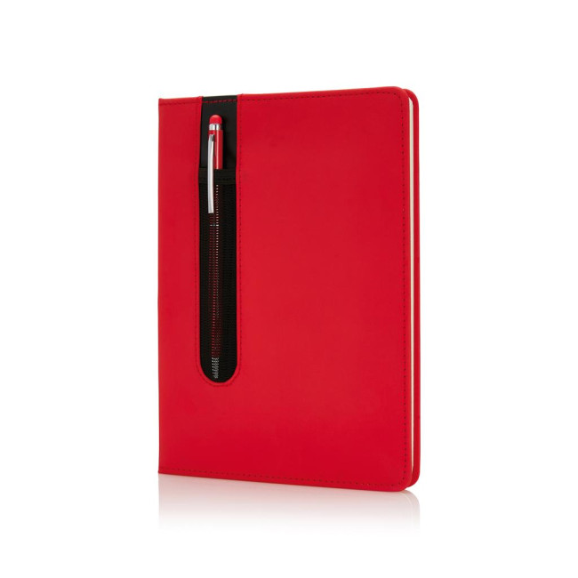 Custom Printed Standard Hardcover PU A5 Notebook With Stylus Pen - Image 2