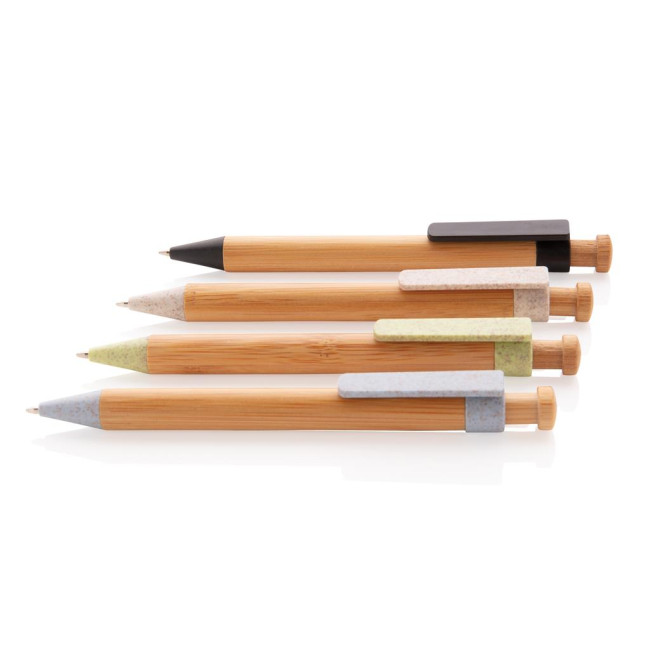 Branded Bamboo Pen With Wheatstraw Clip