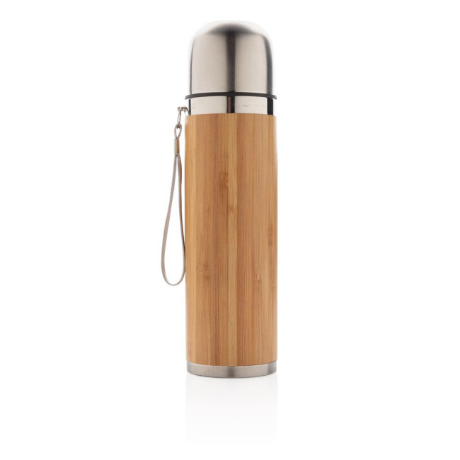 Branded Bamboo Vacuum Travel Flask 400ml