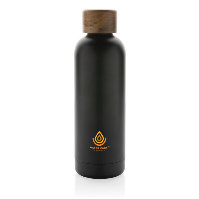 Custom Printed Wood RCS Certified Recycled Stainless Steel Vacuum Bottle 500ml - Image 2