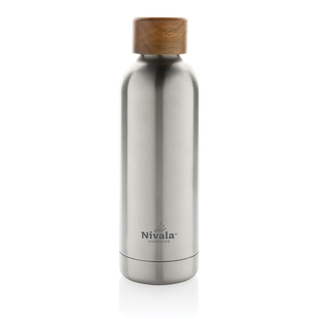 Custom Printed Wood RCS Certified Recycled Stainless Steel Vacuum Bottle 500ml - Image 3