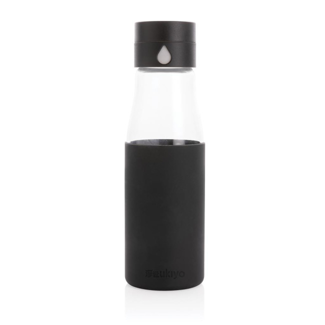 Custom Printed Ukiyo Glass Hydration Tracking Bottle With Sleeve 600ml - Image 2