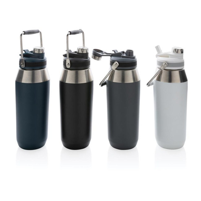 Custom Printed Vacuum Stainless Steel Dual Function Lid Bottle 1L