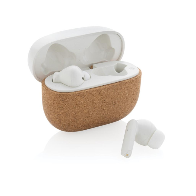 Custom Printed Oregon RCS Recycled Plastic And Cork Earbuds