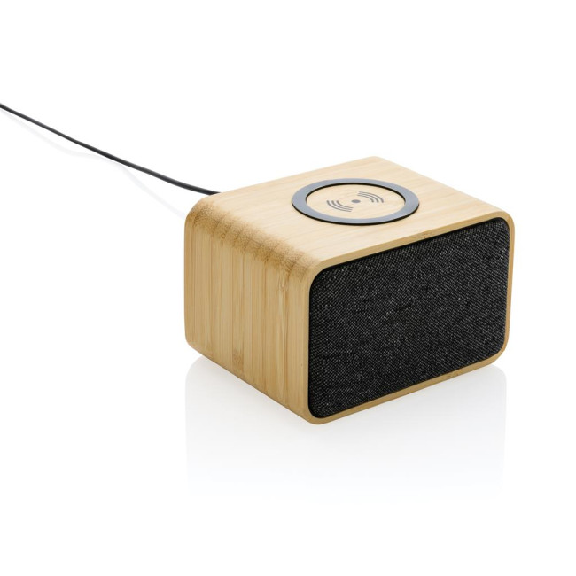 Branded RCS Rplastic 3W Speaker With Bamboo 5W Wireless Charger