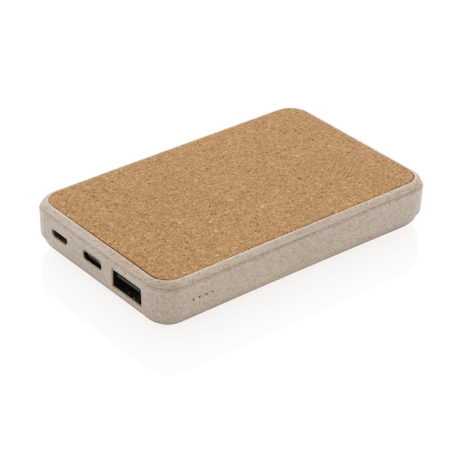 Custom Printed Cork And Wheat Pocket Powerbank 5.000mAh