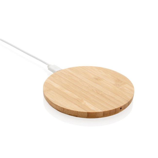 Branded Bamboo Round Wireless Charger 5W