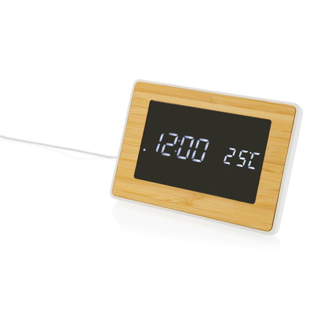 Branded Utah RCS Recycled Plastic And Bamboo Led Clock