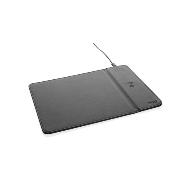 Branded Swiss Peak RCS Recycled PU Wireless Charging Mousepad 10W