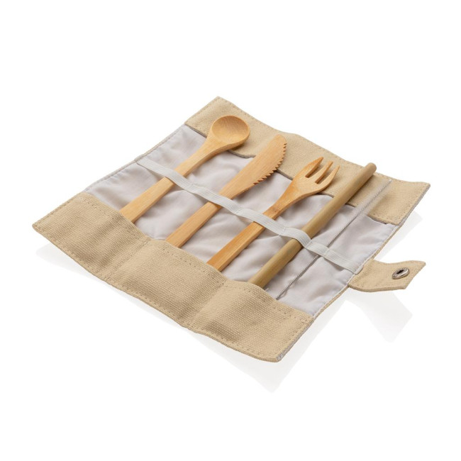 Branded Reusable Bamboo Travel Cutlery Set