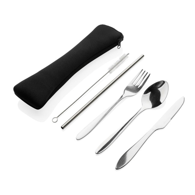 Custom Printed 4 Pcs Stainless Steel Re-Usable Cutlery Set