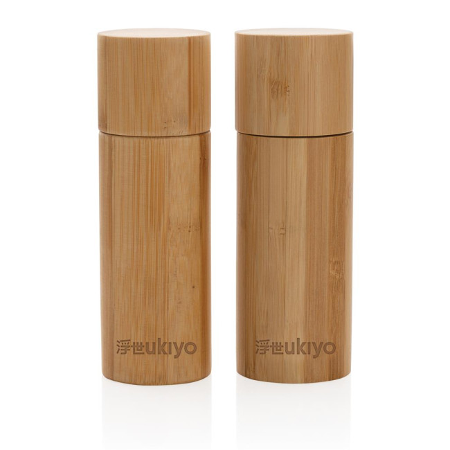 Branded Ukiyo Bamboo Salt And Pepper Mill Set