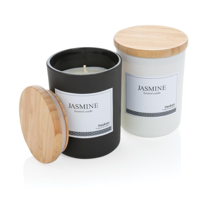 Custom Printed Ukiyo Deluxe Scented Candle With Bamboo Lid