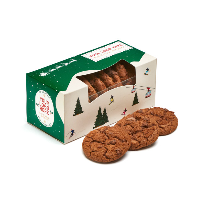 Branded Winter Eco Biscuit Box Triple Chocolate Chip Biscuits